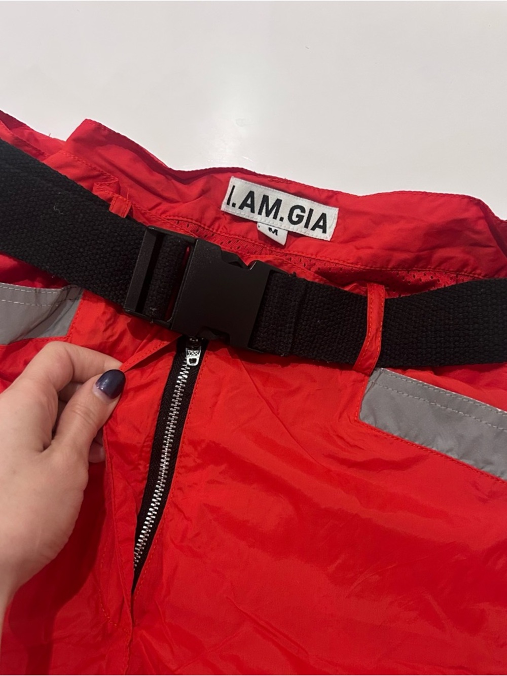 I.AM.GIA Red and Silver Reflective Joggers (Medium) - Picture 4 of 6